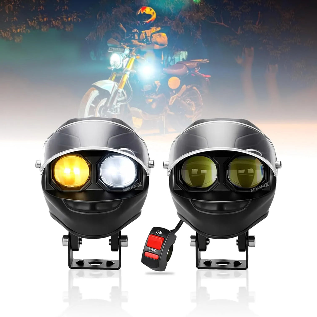 Bike Helmet Safety Light – Dual Color LED (White + Amber) for Night Riding