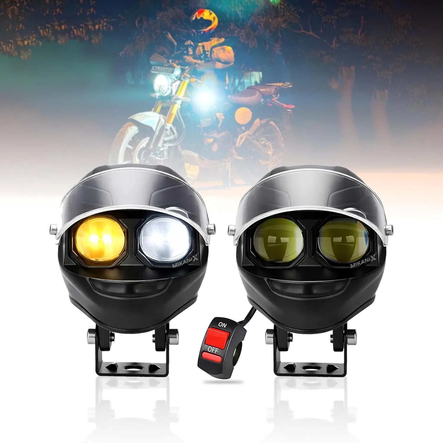 Bike Helmet Safety Light – Dual Color LED (White + Amber) for Night Riding