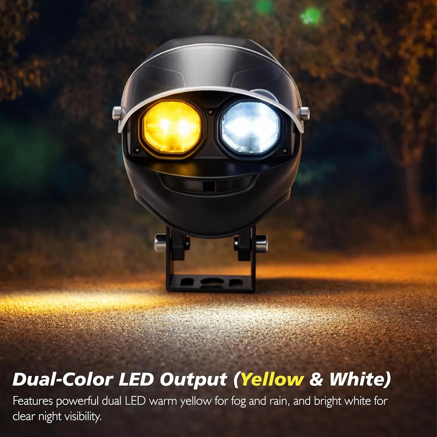 Bike Helmet Safety Light – Dual Color LED (White + Amber) for Night Riding