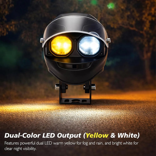 Bike Helmet Safety Light – Dual Color LED (White + Amber) for Night Riding