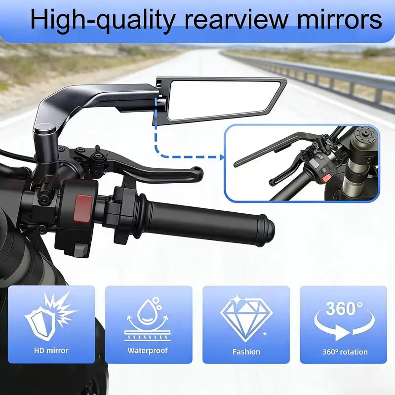 Adjustable Aero Wing Bike Universal Mirrors (Metal Body)